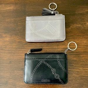 Coach keychain wallet  silver gray and black